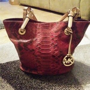 MICHAEL Michael Kors Red Snake Print Tote see pictures